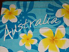 FRANGIPANI AUSTRALIA SPECIAL TOWEL & BAG TEAL AQUA BLUE NEW